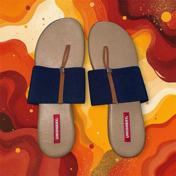 UNION BAY Blue‎ and Tan Sandals with Silver Hardware - Picture 5 of 5
